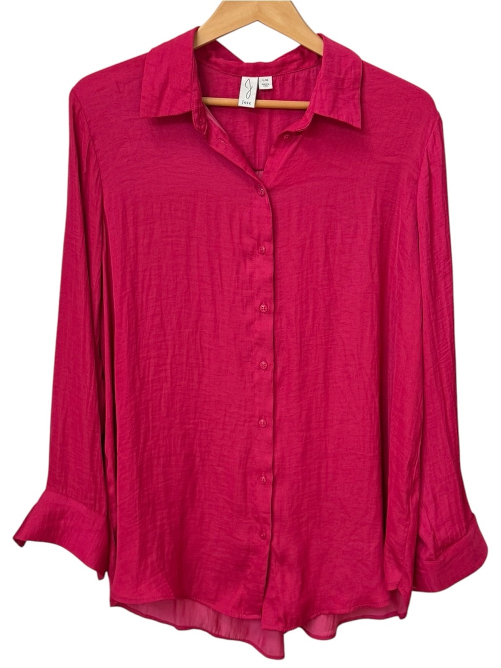 Joie Long Sleeve Pink Collared Button Down Relaxed Flowy Top Shirt. Large. NWOT.